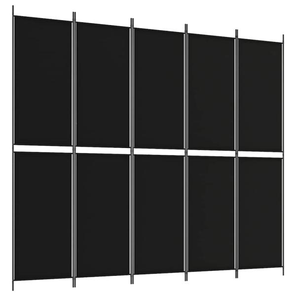 5-tlg. Paravent Schwarz 250x220 cm Stoff