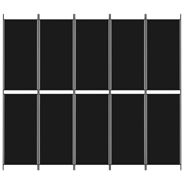 5-tlg. Paravent Schwarz 250x220 cm Stoff
