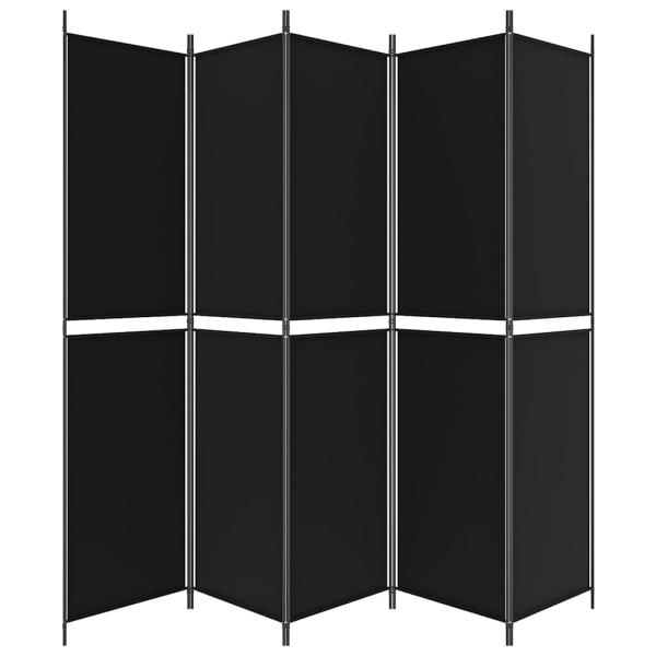 5-tlg. Paravent Schwarz 250x220 cm Stoff