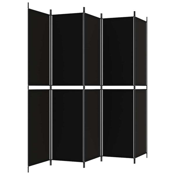 5-tlg. Paravent Schwarz 250x220 cm Stoff