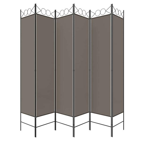 6-tlg. Paravent Anthrazit 240x220 cm Stoff