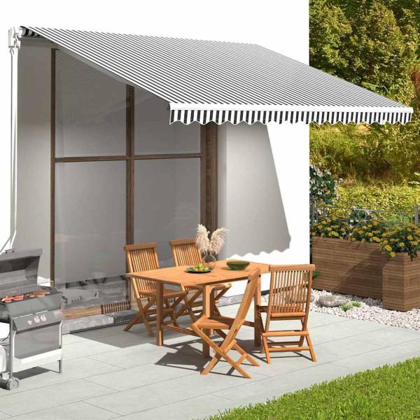 ARDEBO.de - Ersatzstoff für Markise Anthrazit und Weiß 400x300 cm Polyester