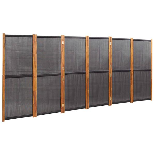 6-tlg. Raumteiler Schwarz 420x180 cm