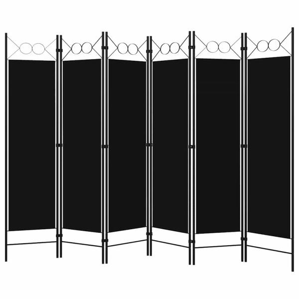 6-tlg. Raumteiler Schwarz 240 x 180 cm