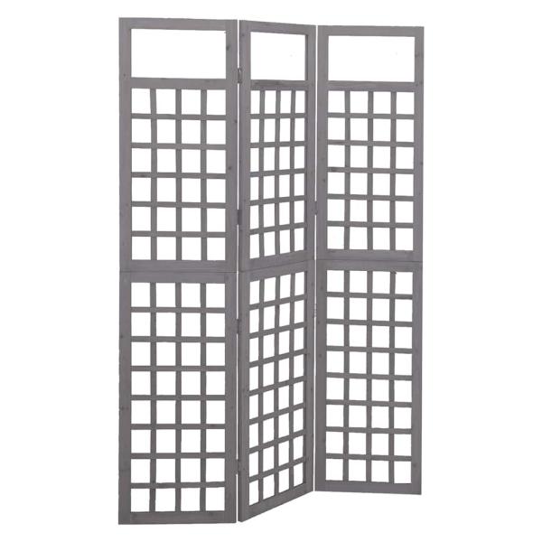 ARDEBO.de - Spalier/Paravent 3-teilig Massivholz Tanne Grau 121x180 cm