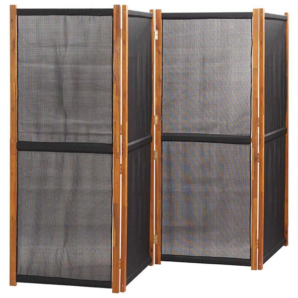4-tlg. Raumteiler Schwarz 280x180 cm