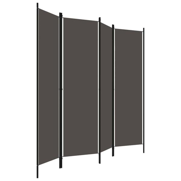 4-tlg. Raumteiler Anthrazit 200x180 cm