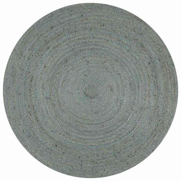 ARDEBO.de - Teppich Handgefertigt Jute Rund 120 cm Olivgrün