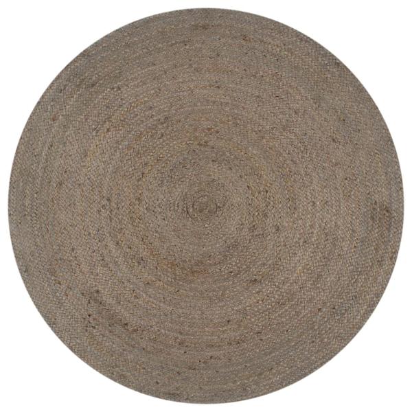 ARDEBO.de - Teppich Handgefertigt Jute Rund 90 cm Grau