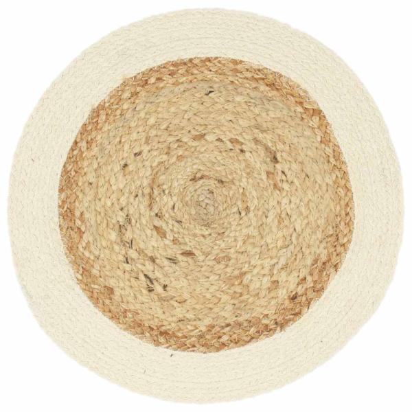 Tischsets 4 Stk. Natur 38 cm Rund Jute und Baumwolle