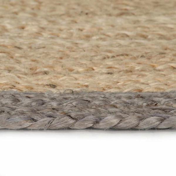 Teppich Handgefertigt Jute mit Grauem Rand 90 cm