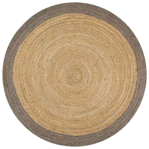 ARDEBO.de - Teppich Handgefertigt Jute mit Grauem Rand 150 cm
