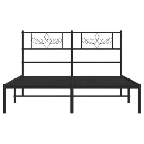 Bettgestell mit Kopfteil Metall Schwarz 140x190 cm