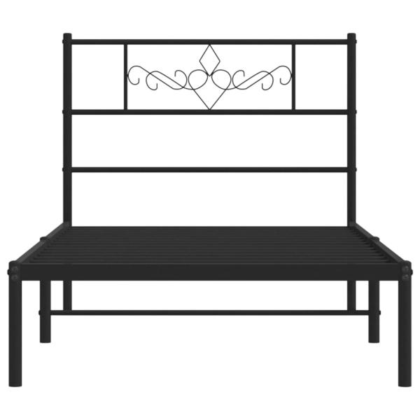 Bettgestell mit Kopfteil Metall Schwarz 90x190 cm