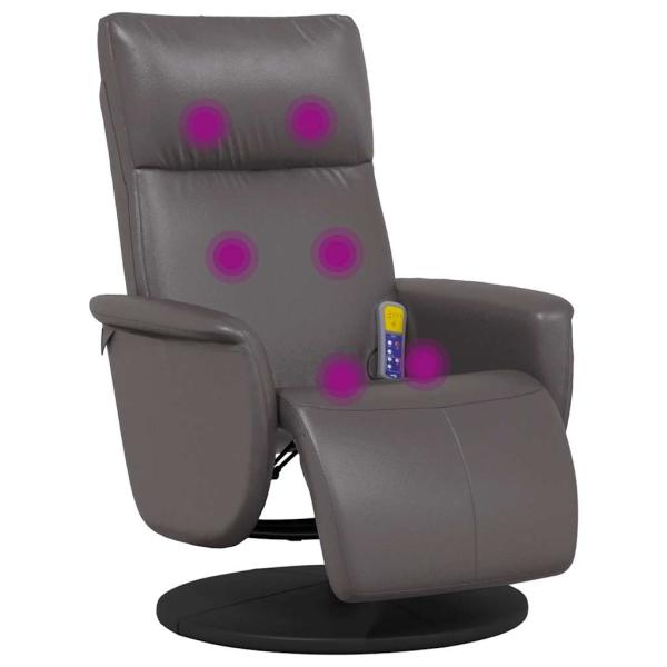 Massagesessel mit Fu?teil Grau Kunstleder