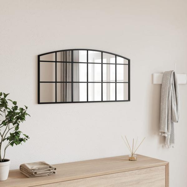ARDEBO.de - Wandspiegel Schwarz 80x40 cm Gewölbt Eisen