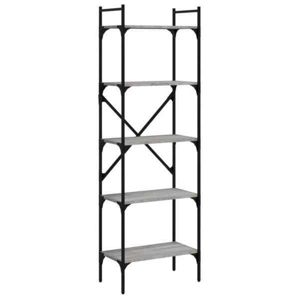 B?cherregal 5 F?cher Grau Sonoma 56x31,5x174 cm Holzwerkstoff