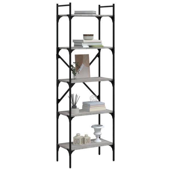 B?cherregal 5 F?cher Grau Sonoma 56x31,5x174 cm Holzwerkstoff