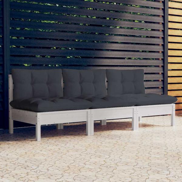 ARDEBO.de - 3-Sitzer-Gartensofa mit Anthrazit Kissen Massivholz Kiefer