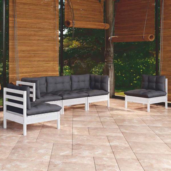 ARDEBO.de - 5-tlg. Garten-Lounge-Set mit Kissen Kiefer Massivholz
