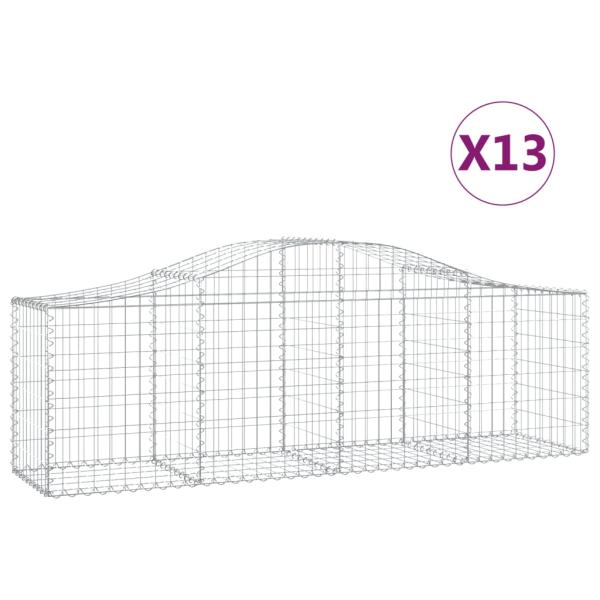 Gabionen mit Hochbogen 13 Stk. 200x50x60/80 cm Verzinktes Eisen