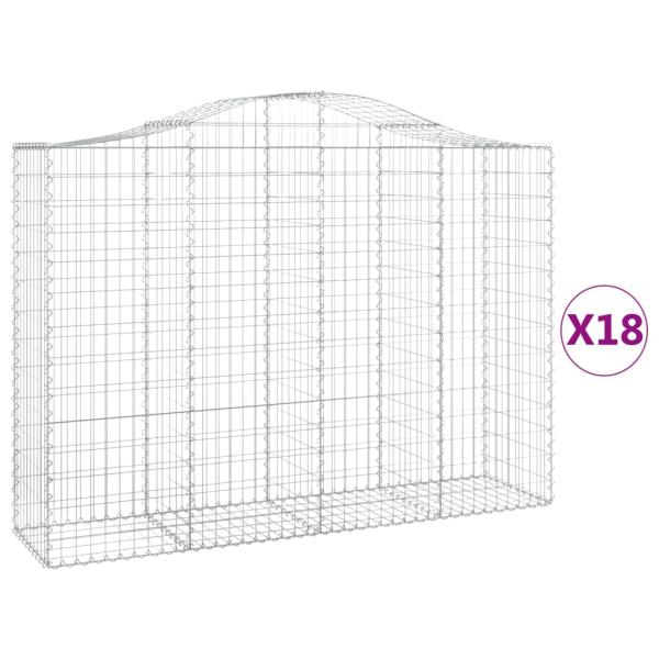 Gabionen mit Hochbogen 18Stk. 200x50x140/160cm Verzinktes Eisen
