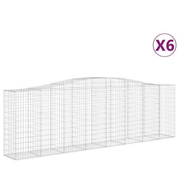Gabionen mit Hochbogen 6 Stk. 400x50x120/140cm Verzinktes Eisen