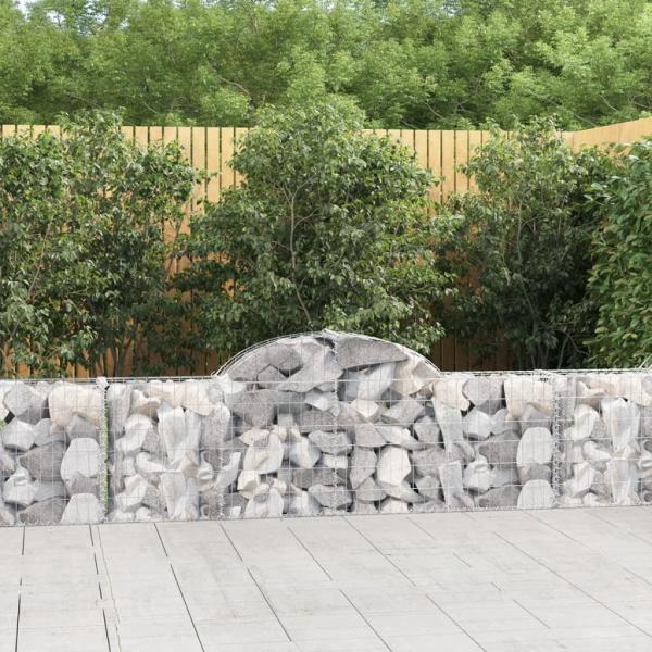 ARDEBO.de - Gabionen mit Hochbogen 2 Stk. 200x30x60/80 cm Verzinktes Eisen