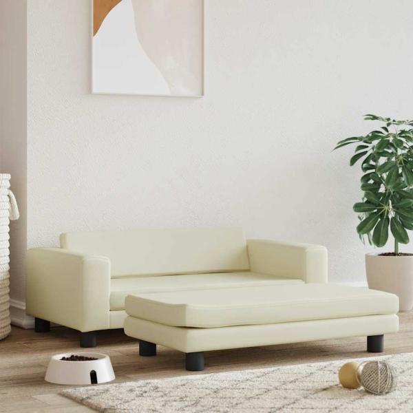 ARDEBO.de - Hundebett mit Verlängerung Creme 100x50x30 cm Kunstleder
