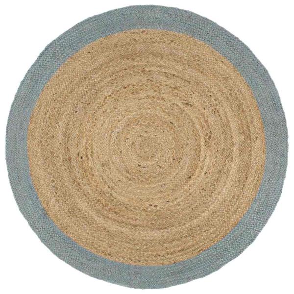 ARDEBO.de - Teppich Handgefertigt Jute mit Olivgr?nem Rand 240 cm