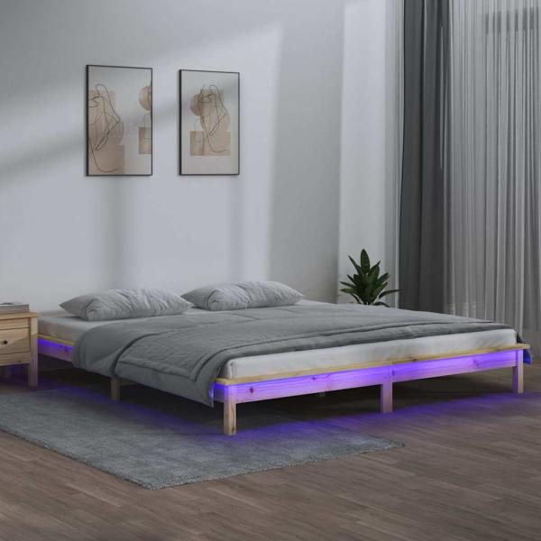 ARDEBO.de - Massivholzbett mit LEDs 180x200 cm