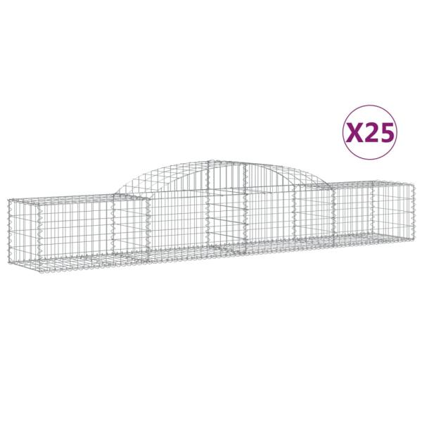 Gabionen mit Hochbogen 25 Stk. 300x50x40/60 cm Verzinktes Eisen