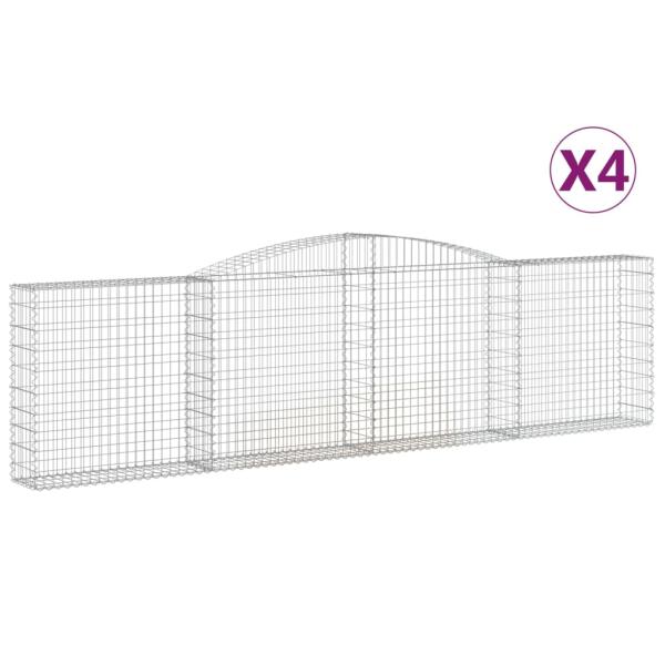 Gabionen mit Hochbogen 4 Stk. 400x30x100/120cm Verzinktes Eisen