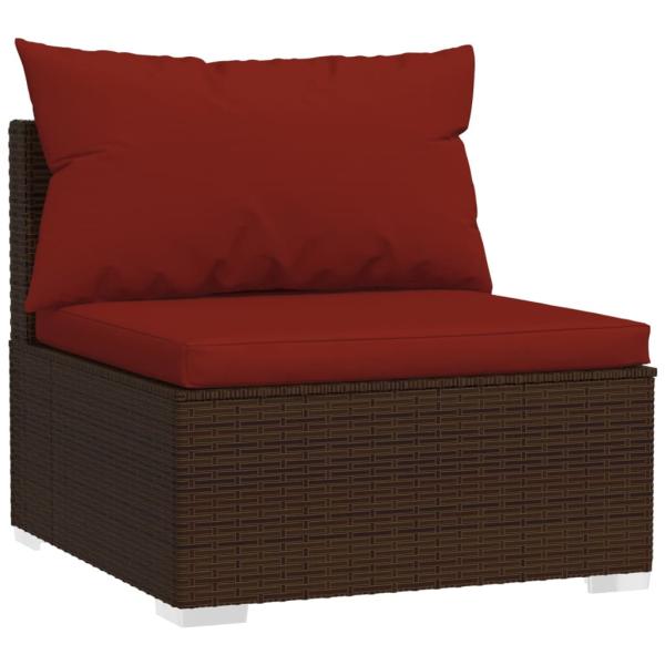 12-tlg. Garten-Lounge-Set mit Kissen Braun Poly Rattan