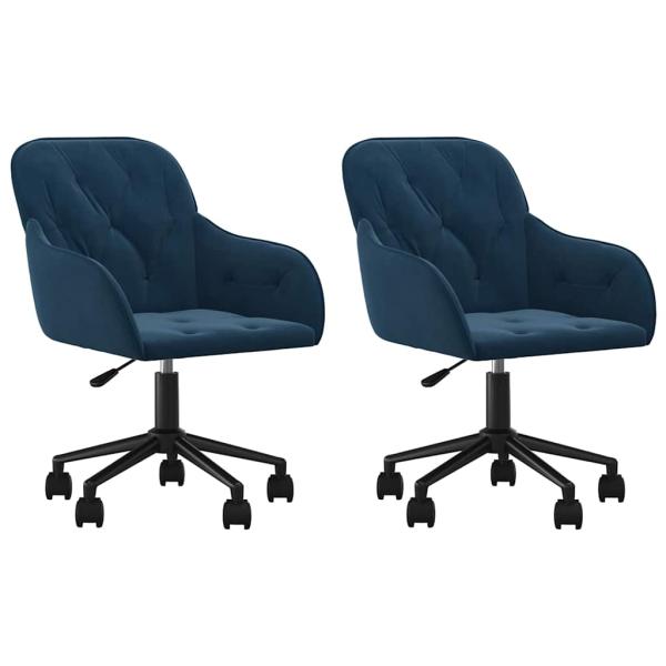 Esszimmerst?hle 2 Stk. Drehbar Blau Samt