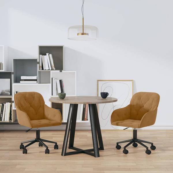 ARDEBO.de - Esszimmerstühle 2 Stk. Drehbar Braun Samt
