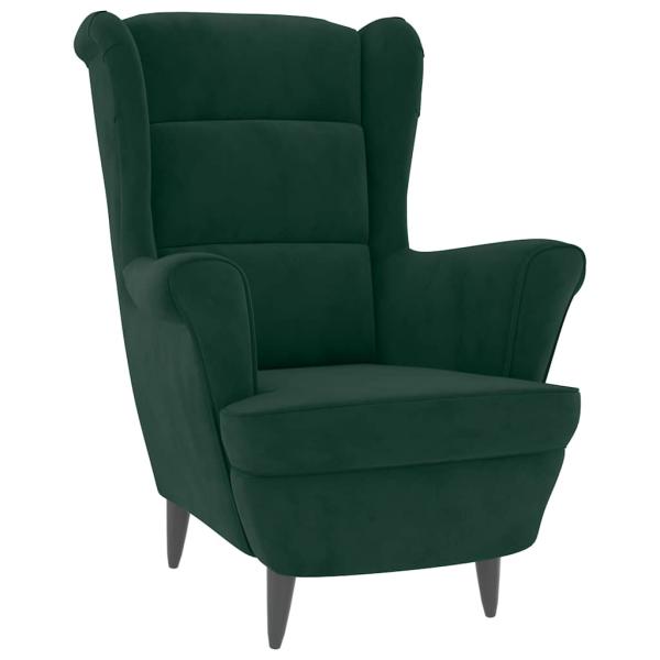 Ohrensessel mit Hocker Dunkelgr?n Samt