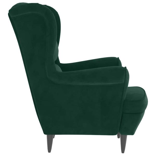 Ohrensessel mit Hocker Dunkelgr?n Samt