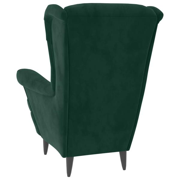 Ohrensessel mit Hocker Dunkelgr?n Samt