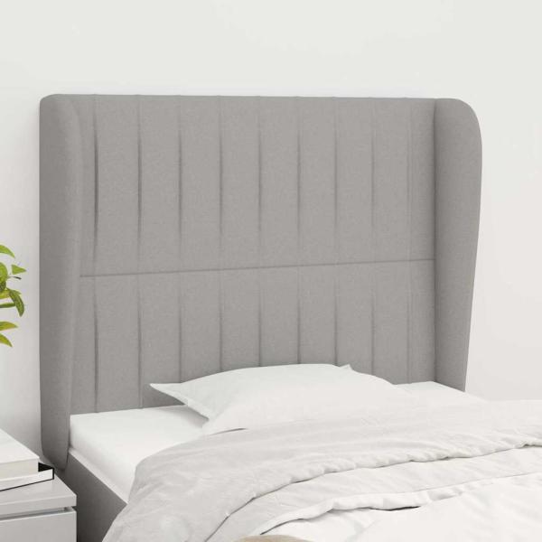 ARDEBO.de - Kopfteil mit Ohren Hellgrau 83x23x118/128 cm Stoff