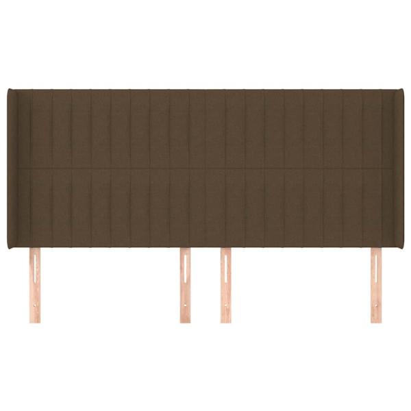Kopfteil mit Ohren Dunkelbraun 203x16x118/128 cm Stoff