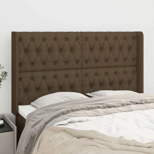 ARDEBO.de - Kopfteil mit Ohren Dunkelbraun 163x16x118/128 cm Stoff