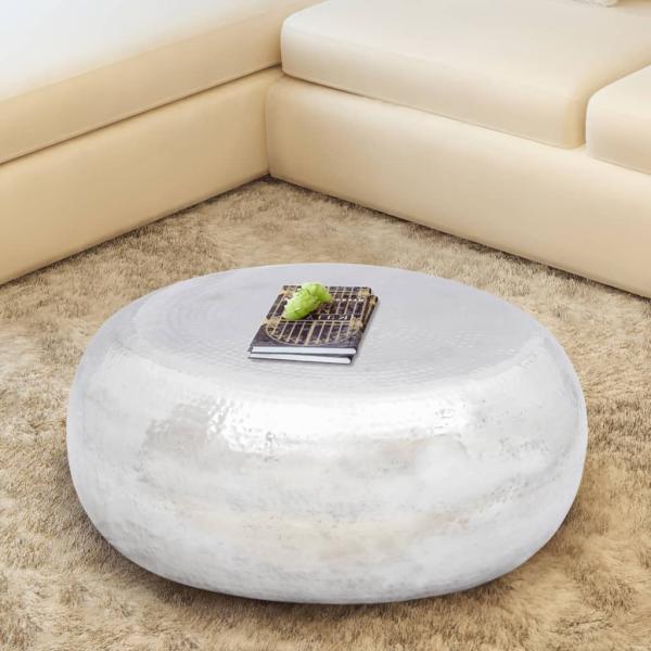 ARDEBO.de - Couchtisch aus gehämmertem Aluminium Silbern