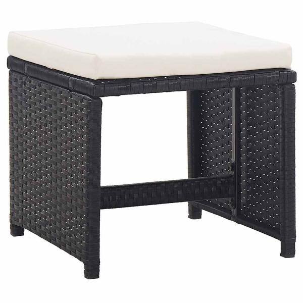 Gartenhocker 2 Stk. mit Sitzkissen Poly Rattan Schwarz