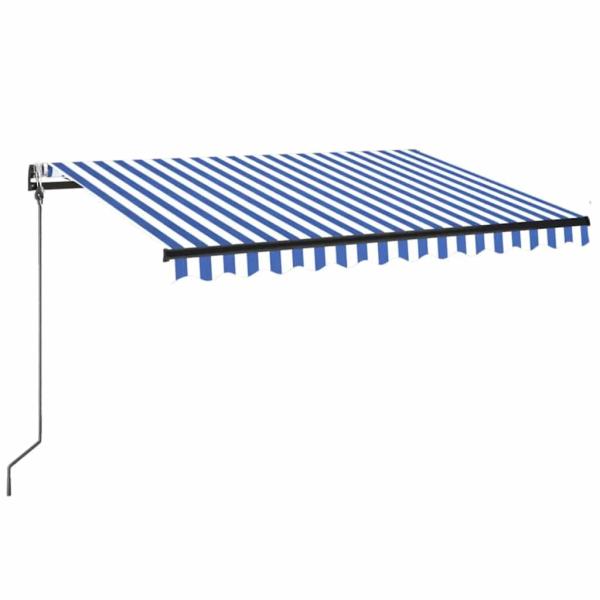 Automatische Markise mit LED Windsensor 350x250 cm Blau Weiß