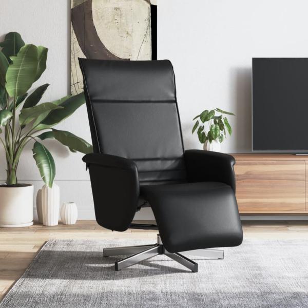 ARDEBO.de - Relaxsessel mit Fu?teil Schwarz Kunstleder