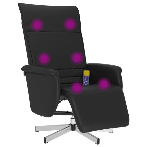 Massagesessel mit Fu?teil Schwarz Kunstleder
