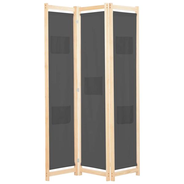 ARDEBO.de - 3-teiliger Raumteiler Grau 120 x 170 x 4 cm Stoff