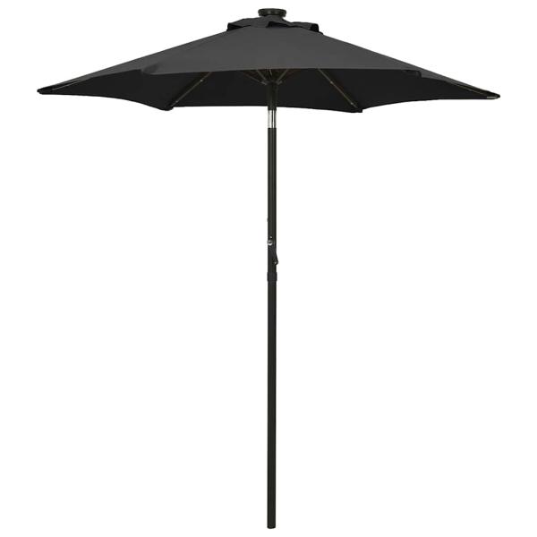 ARDEBO.de - Sonnenschirm mit LED-Beleuchtung Schwarz 200x211 cm Alu