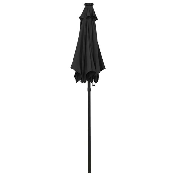 Sonnenschirm mit LED-Beleuchtung Schwarz 200x211 cm Alu